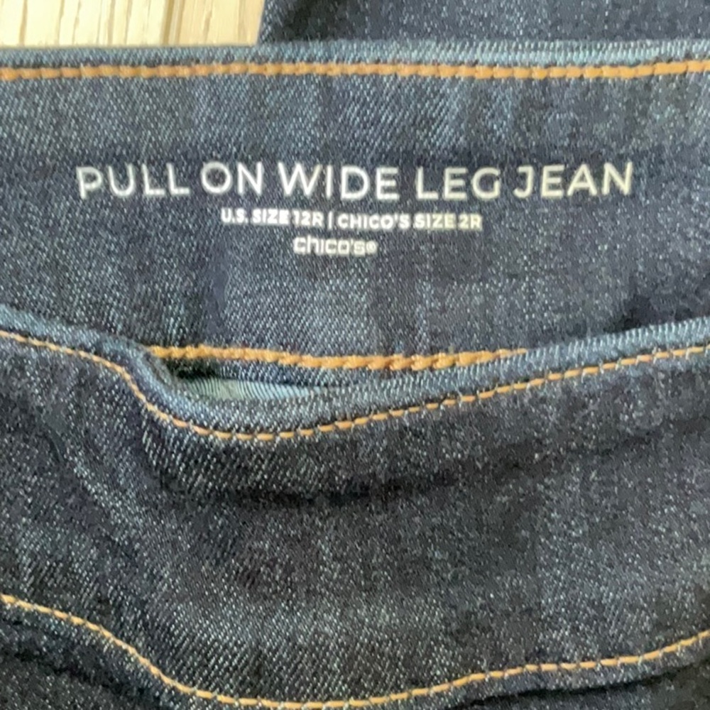 NWT Chico’s Wide Leg Pull On Jeans Crestone Peak Rinse Size 12 Modern Nautical - Picture 7 of 12